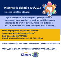 Dispensa de Licitação 010/2023 - Serviço de Buffet e Decoração