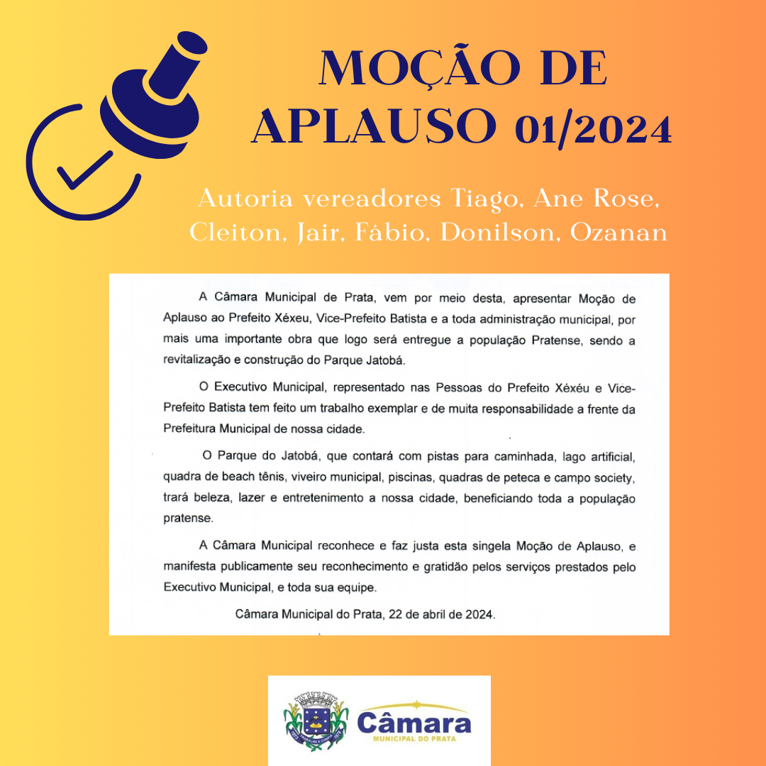 Aprovada moção de aplauso que parabeniza prefeito municipal, vice-prefeito e administração pela revitalização do Parque Jatobá