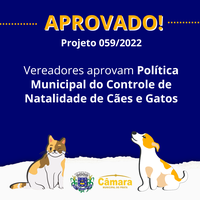 Câmara aprova criação de Política Municipal de Controle de Natalidade de Cães e Gatos