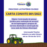 CARTA CONVITE - 001/2022 - CONTRATAÇÃO DE PESSOA JURÍDICA PARA SERVIÇO DE TERRAPLANAGEM