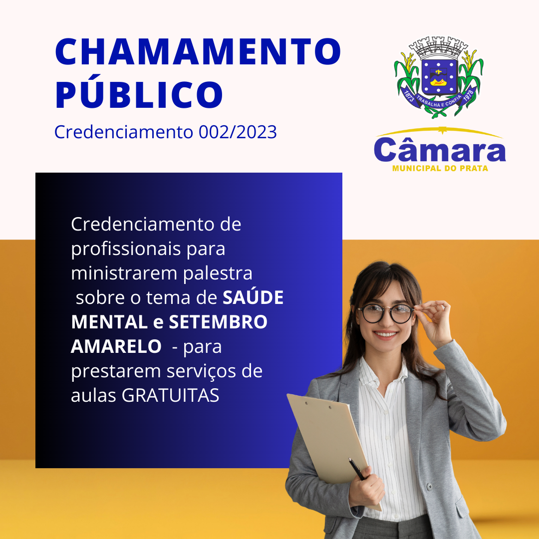 CHAMAMENTO PÚBLICO 002/2023 - Palestrante para palestra gratuita Saúde Mental e Setembro Amarelo