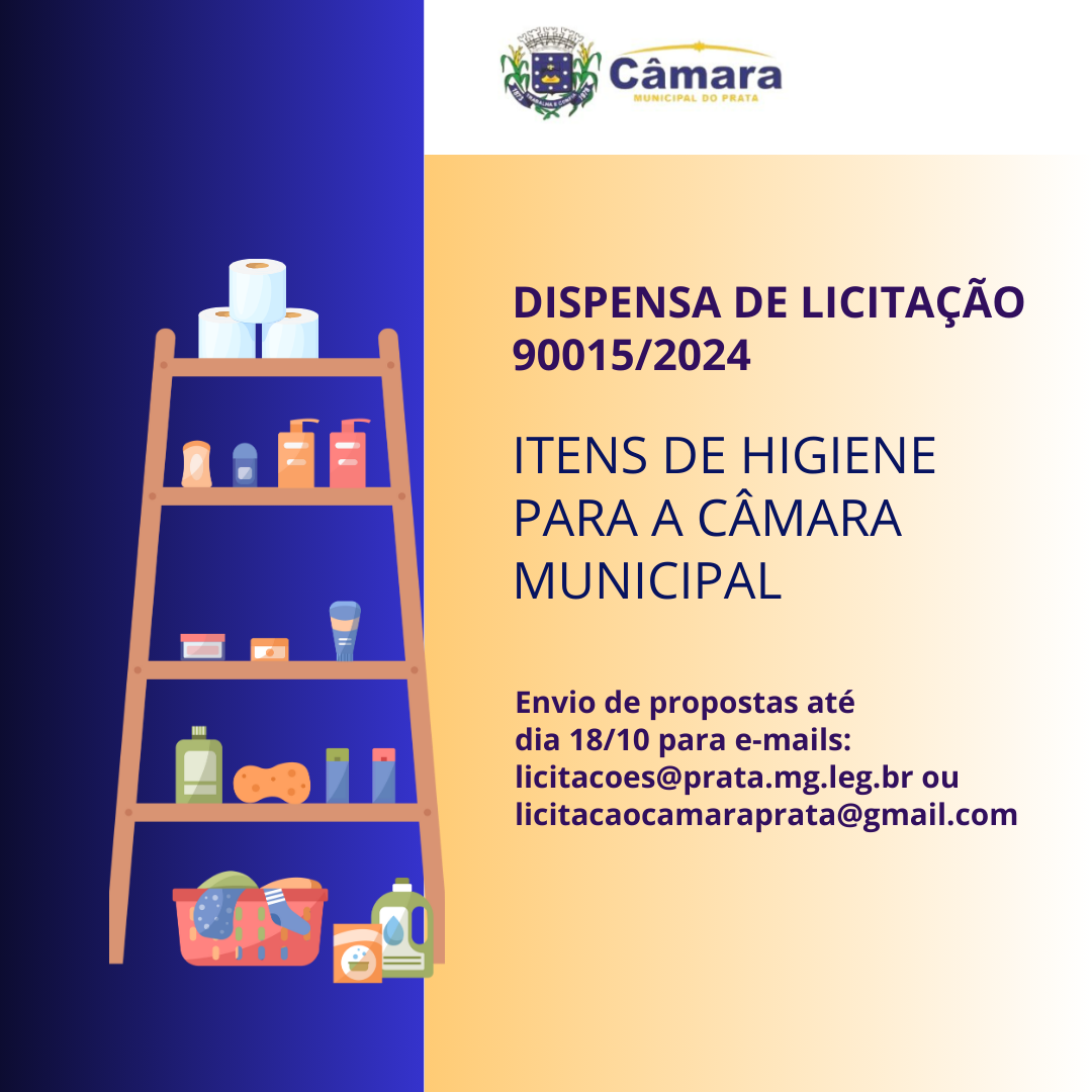 Dispensa de licitação 90015/2024 - aquisição de Papel higiênicos rolo industrial (rolão) folha dupla extra macia (pacote com 8 unidades) em caráter emergencial à Câmara Municipal do Prata – MG